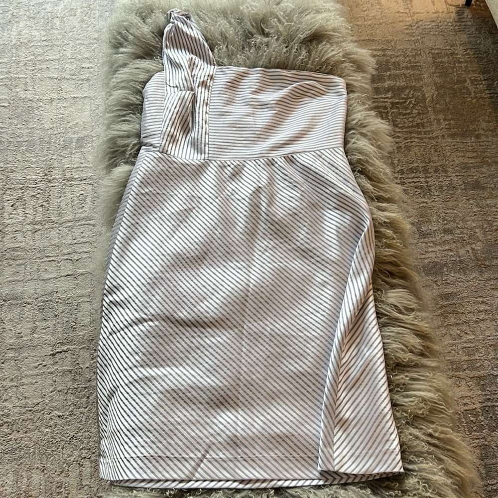 Banana Republic Summer Pinstripe One-Shoulder Dress